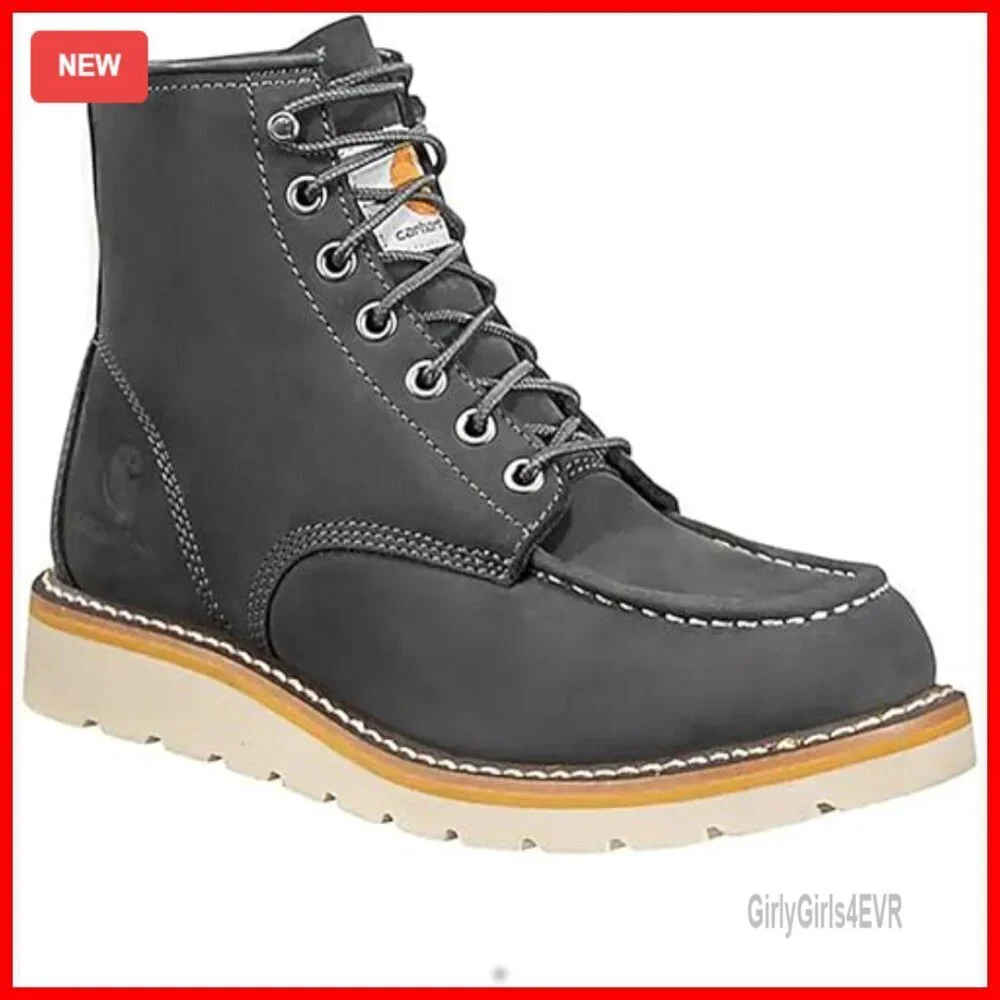 6-Inch Moc Soft Toe Wedge Boots, Slip-Resistant Work Shoes